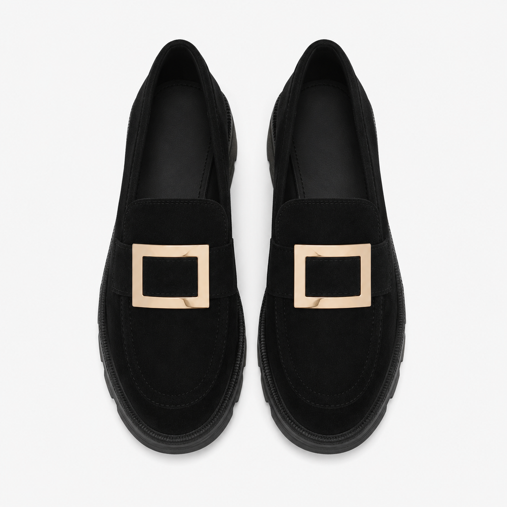 Women's Heeled Loafers with Gold Horsebit