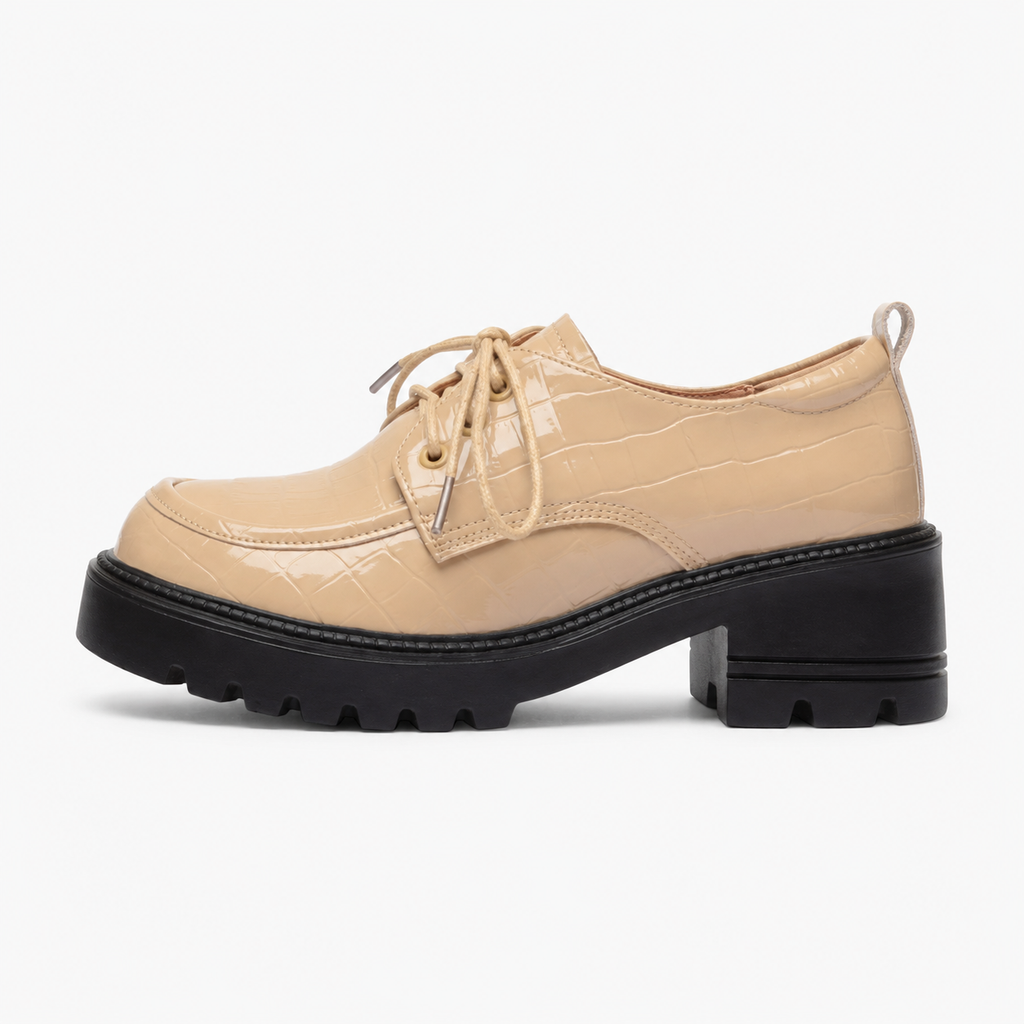 Women's Heeled Loafers with Notched Sole