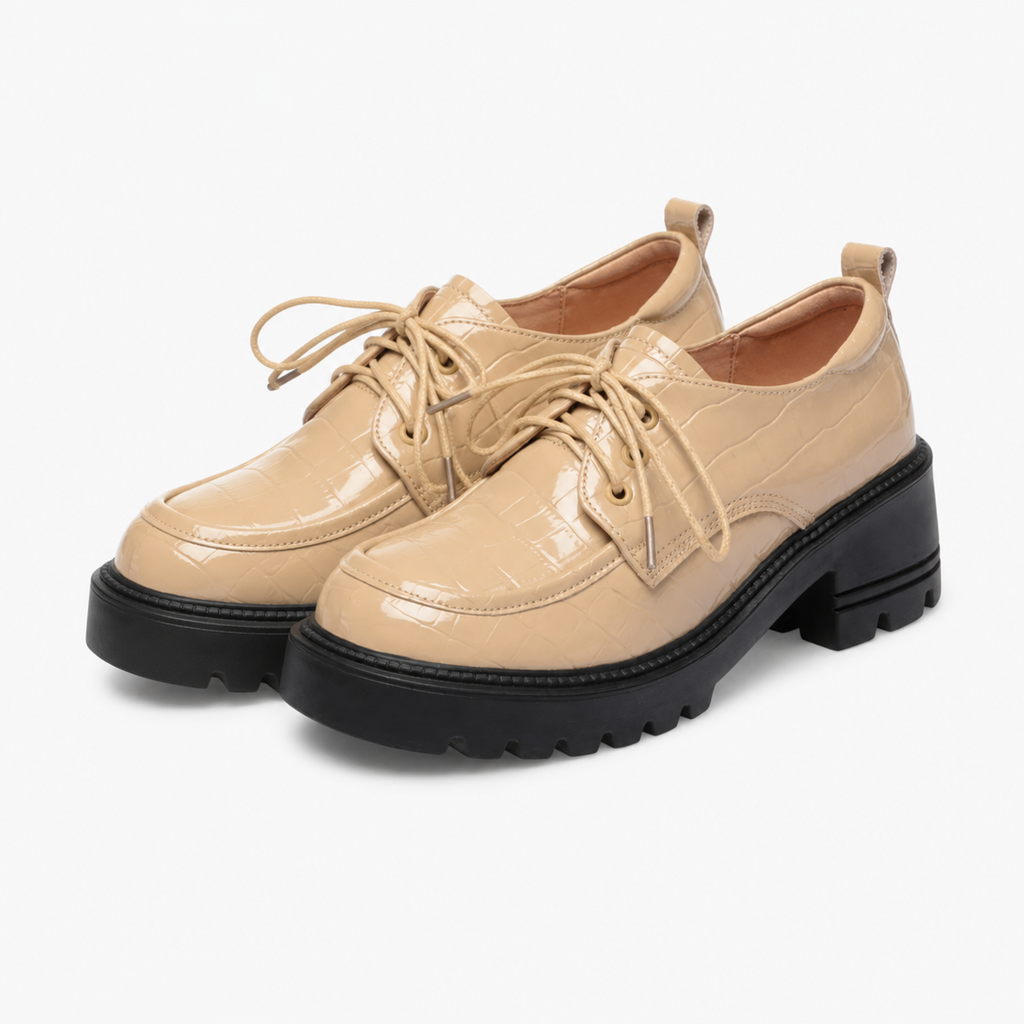 Women's Heeled Loafers with Notched Sole