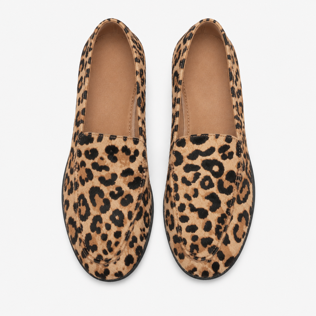 Women's Leopard Loafers – Round-Toe