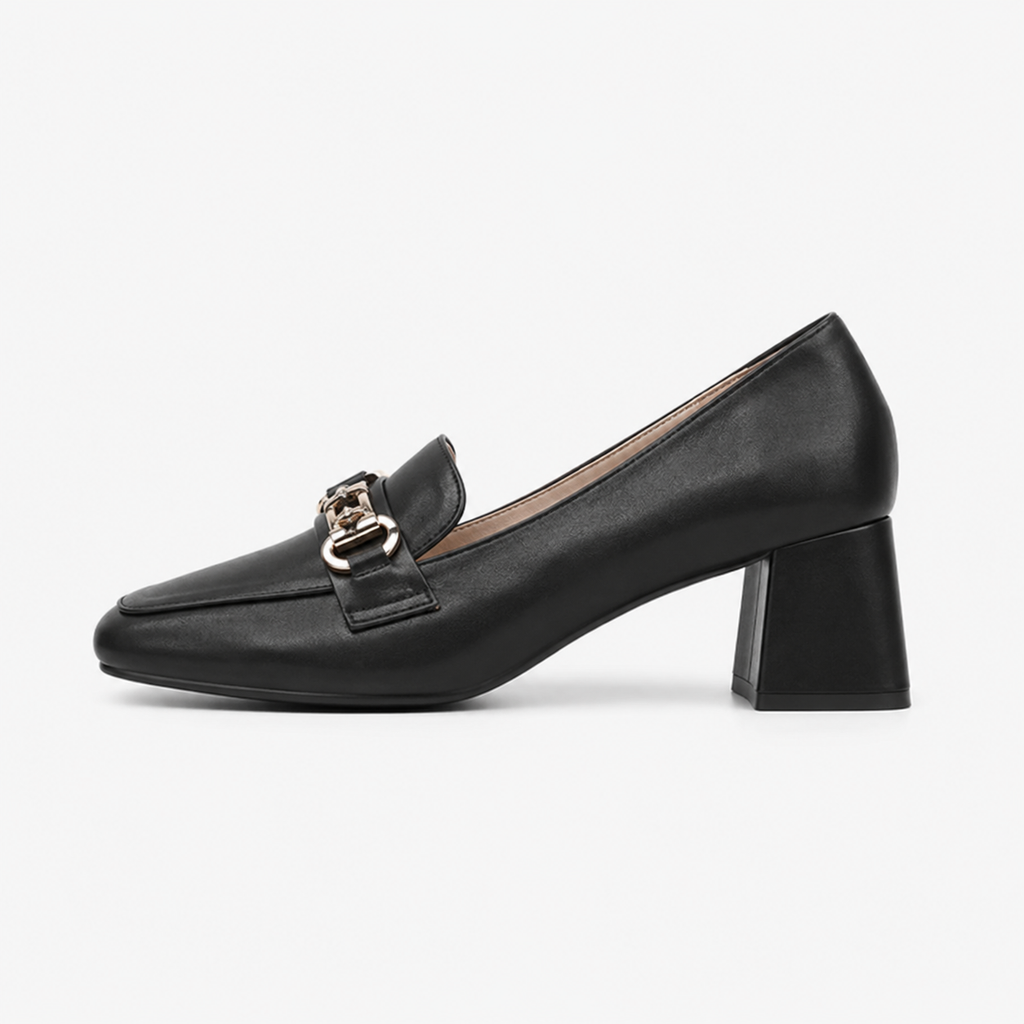 Women's Square-Heel Loafers with Gold Horsebit