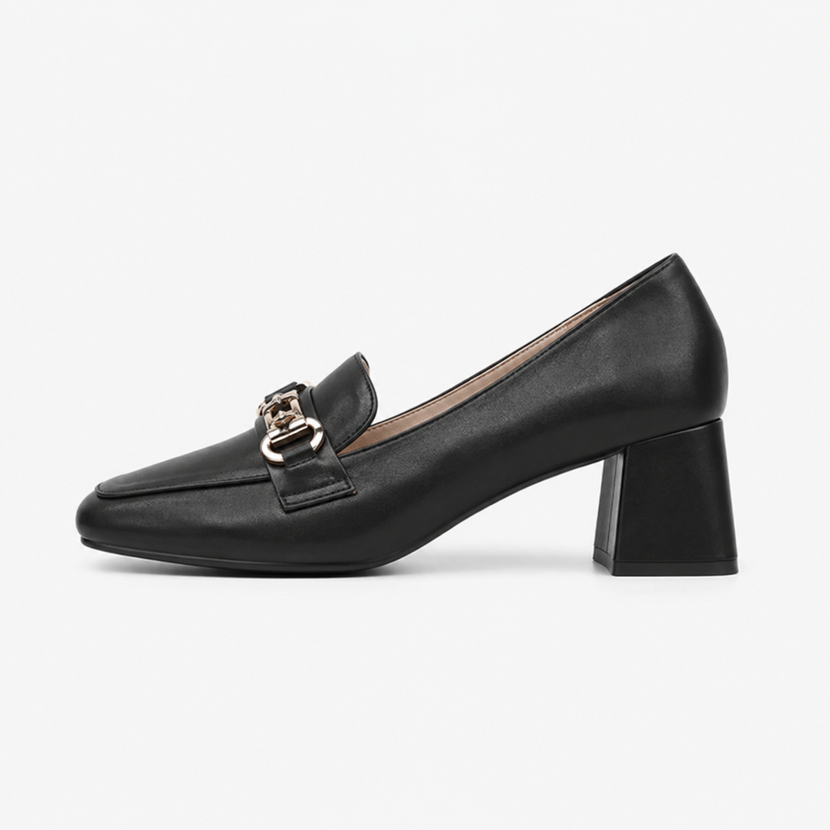 Women's Square-Heel Loafers with Gold Horsebit