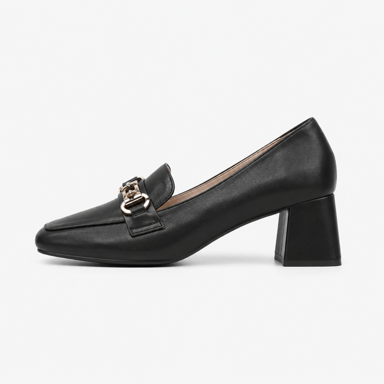 Women's Square-Heel Loafers with Gold Horsebit