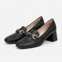 Women's Square-Heel Loafers with Gold Horsebit