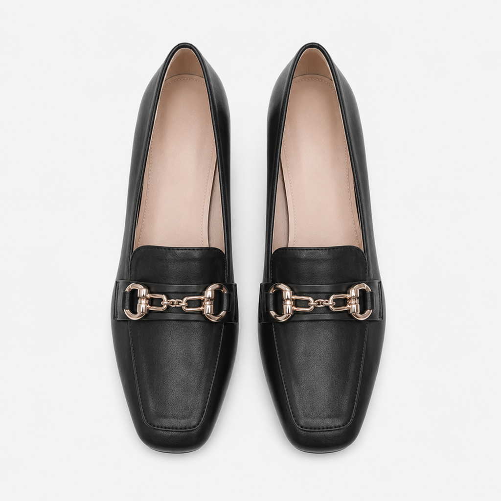 Women's Square-Heel Loafers with Gold Horsebit