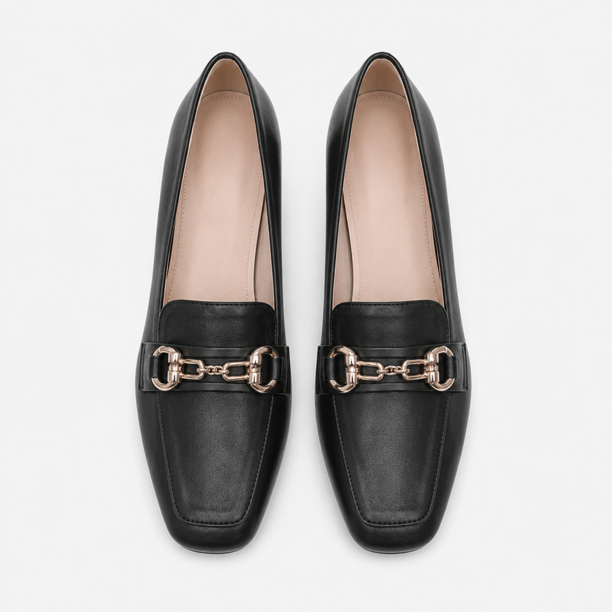 Women's Square-Heel Loafers with Gold Horsebit
