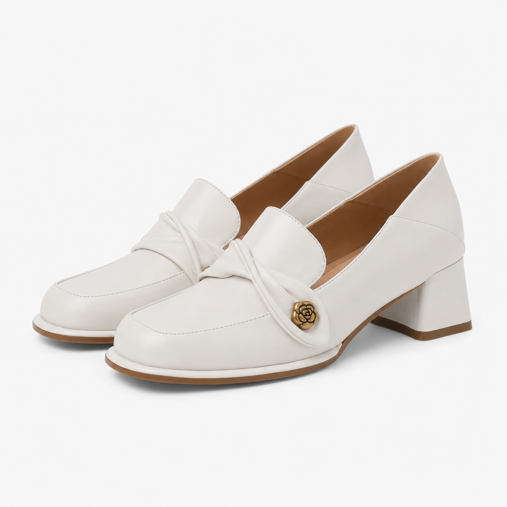 Women's Square-Heel Loafers – Round-Toe