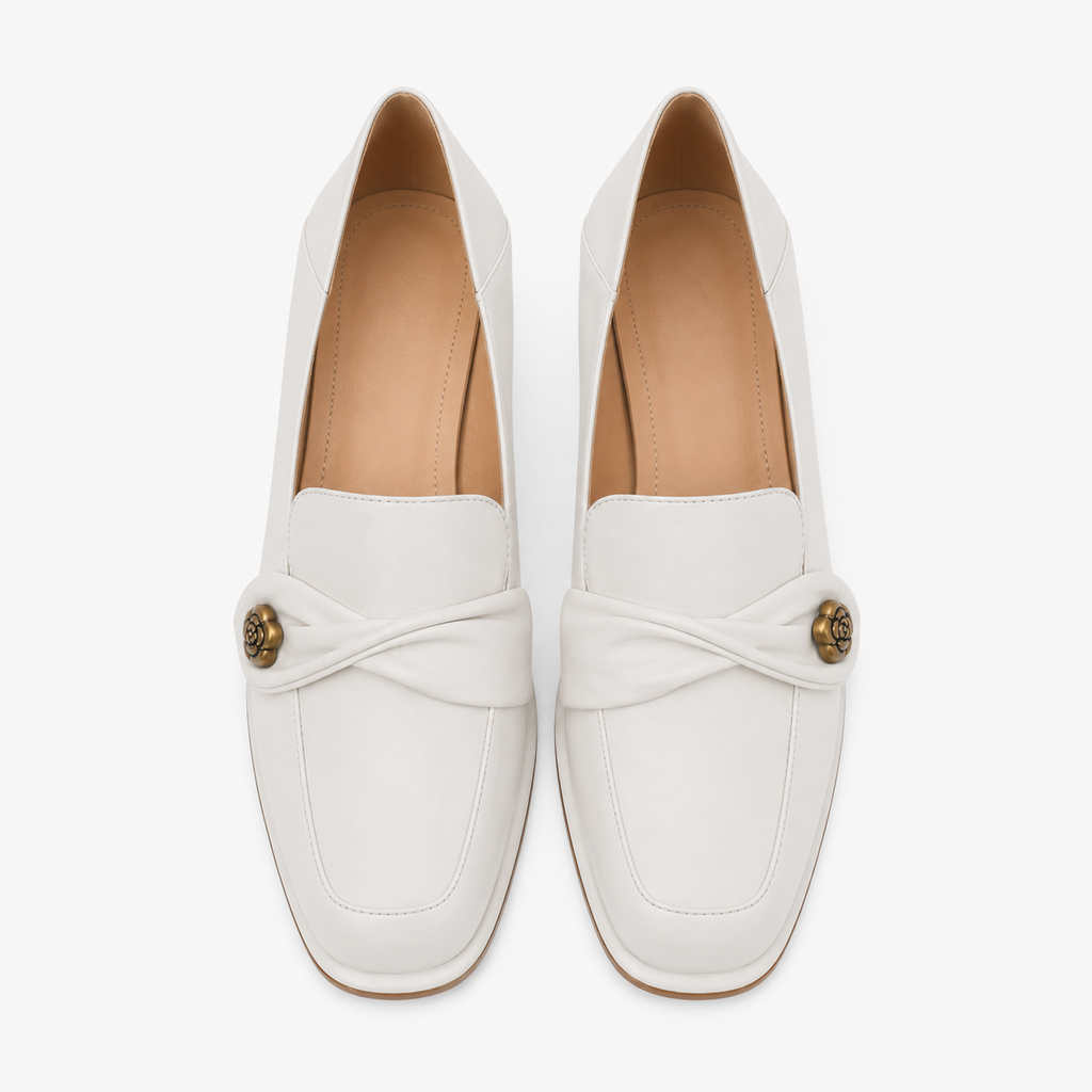 Women's Square-Heel Loafers – Round-Toe
