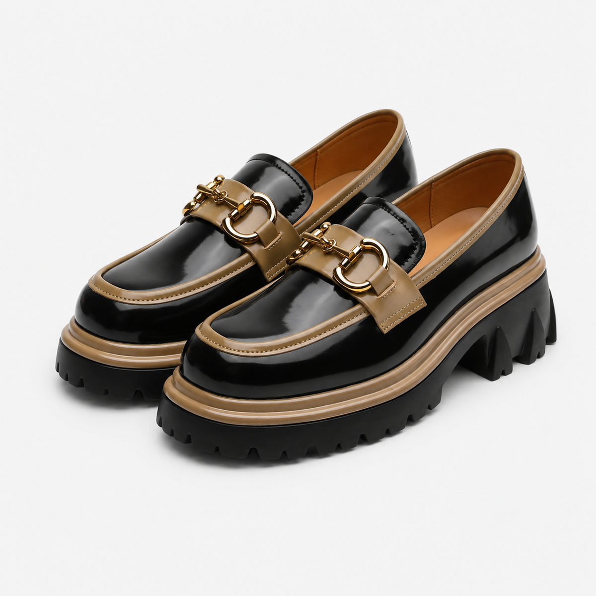 Women's Square-Heel Loafers with Thick Sole