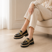 Women's Square-Heel Loafers with Thick Sole