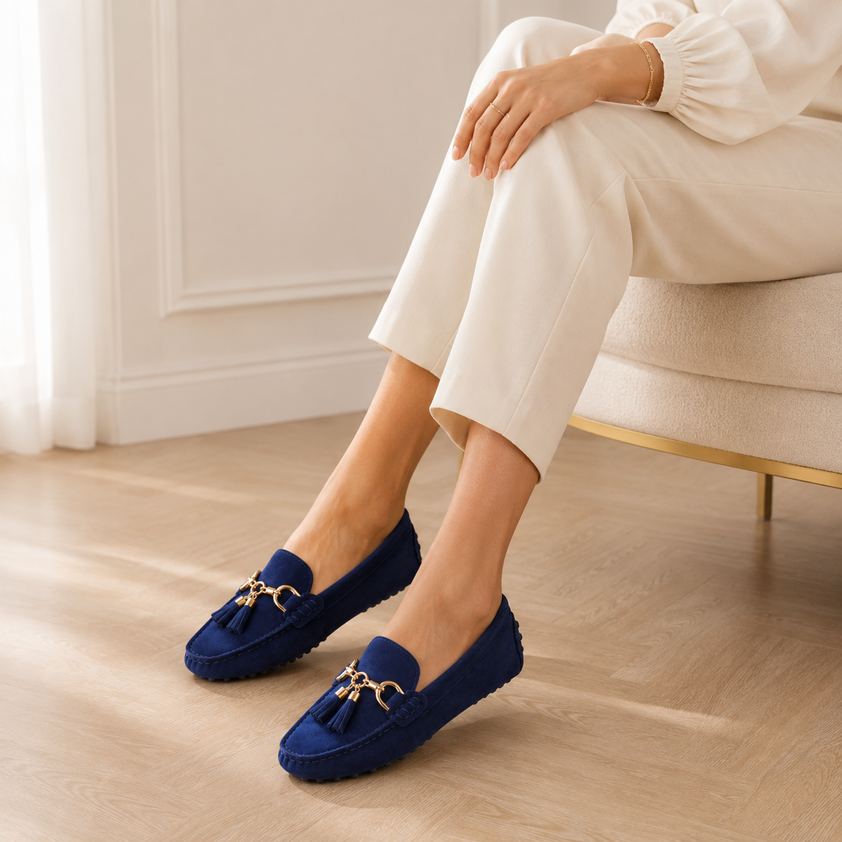Women's Suede Loafers – Navy Blue