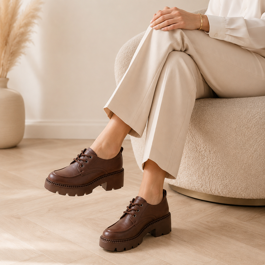 Women's Platform Loafers with Notched Sole