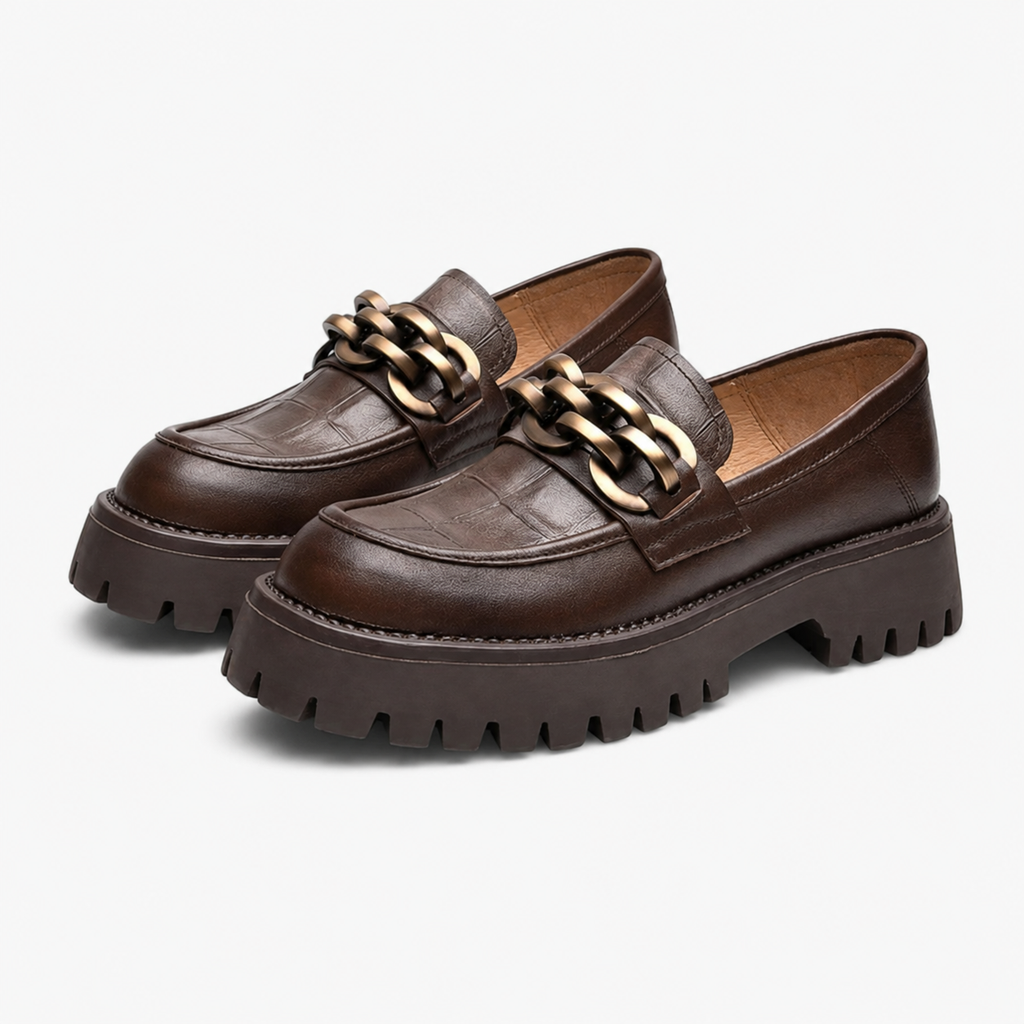 Women's Gold Horsebit Platform Loafers