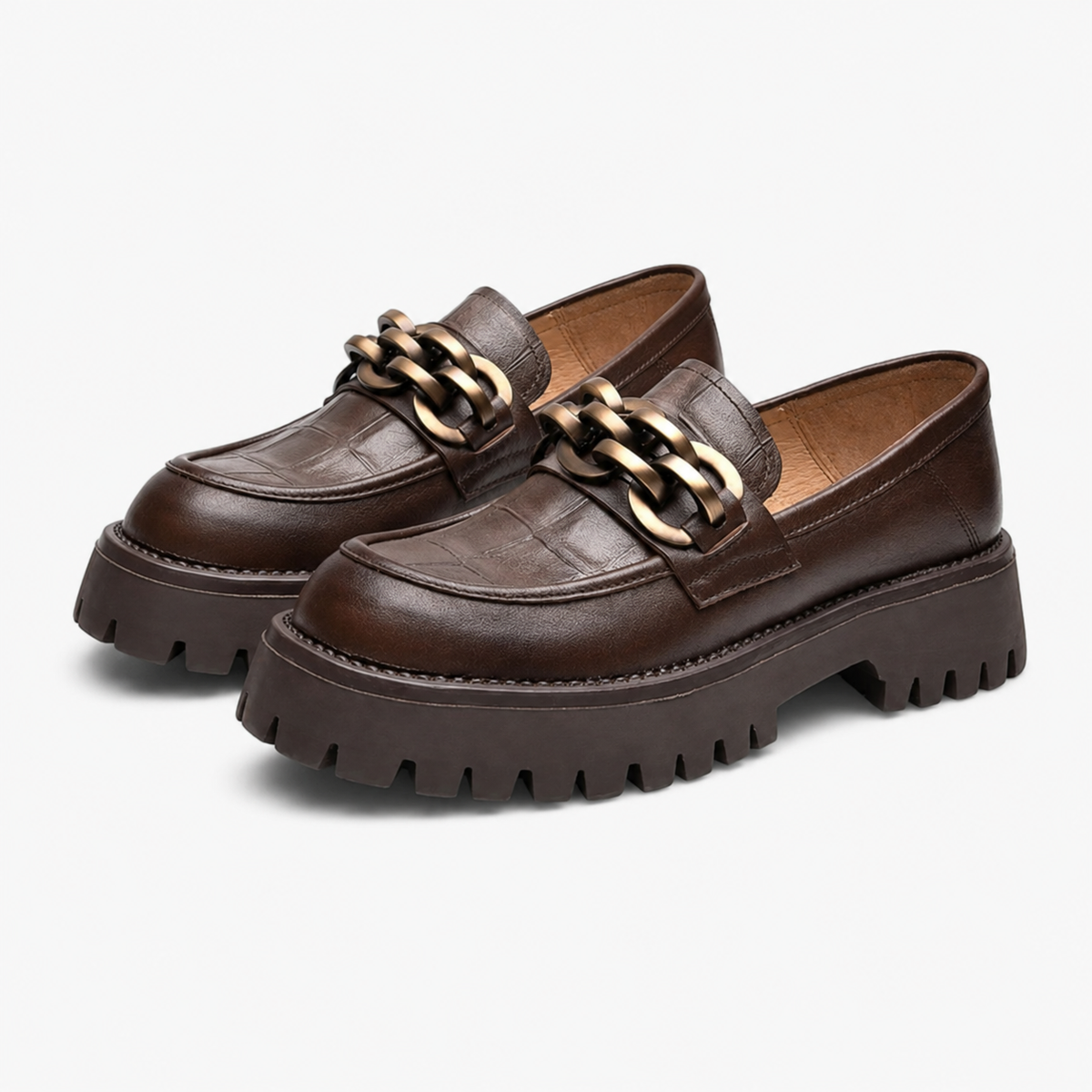 Women's Gold Horsebit Platform Loafers
