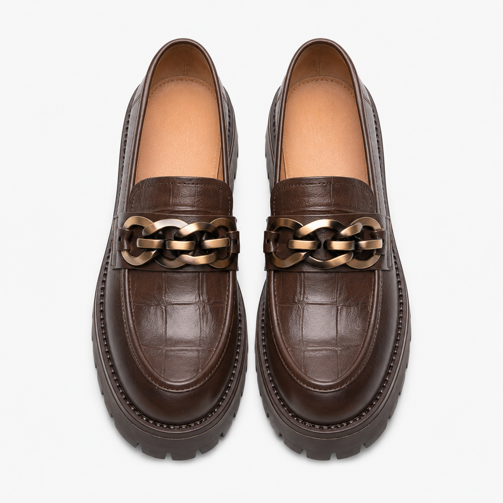Women's Gold Horsebit Platform Loafers