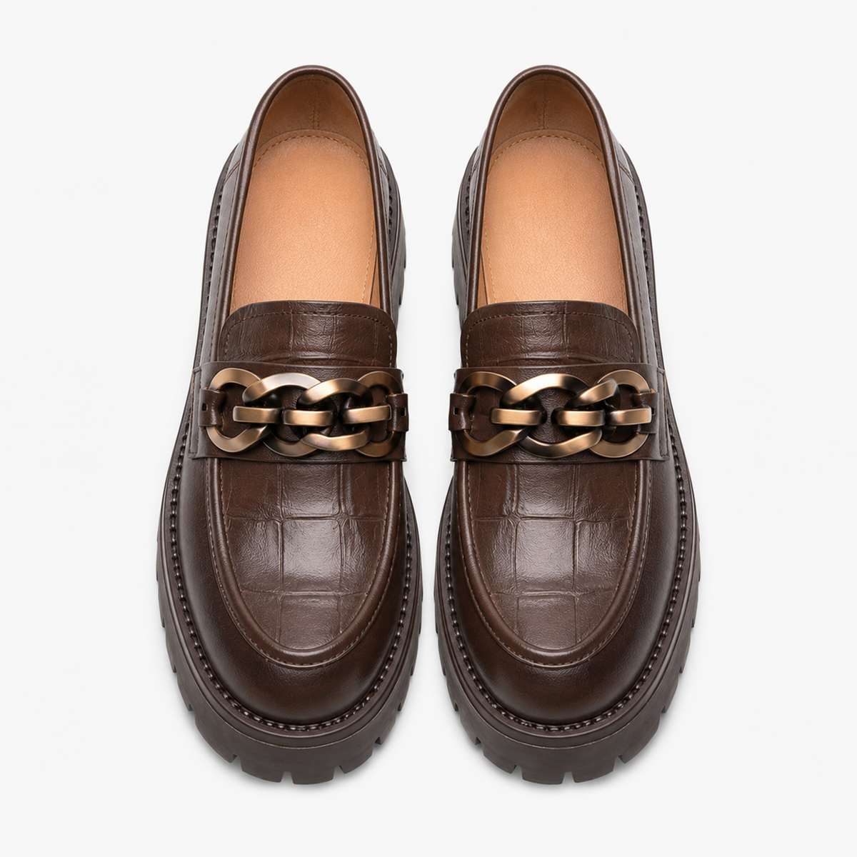 Women's Gold Horsebit Platform Loafers