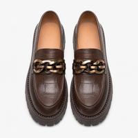 Women's Gold Horsebit Platform Loafers