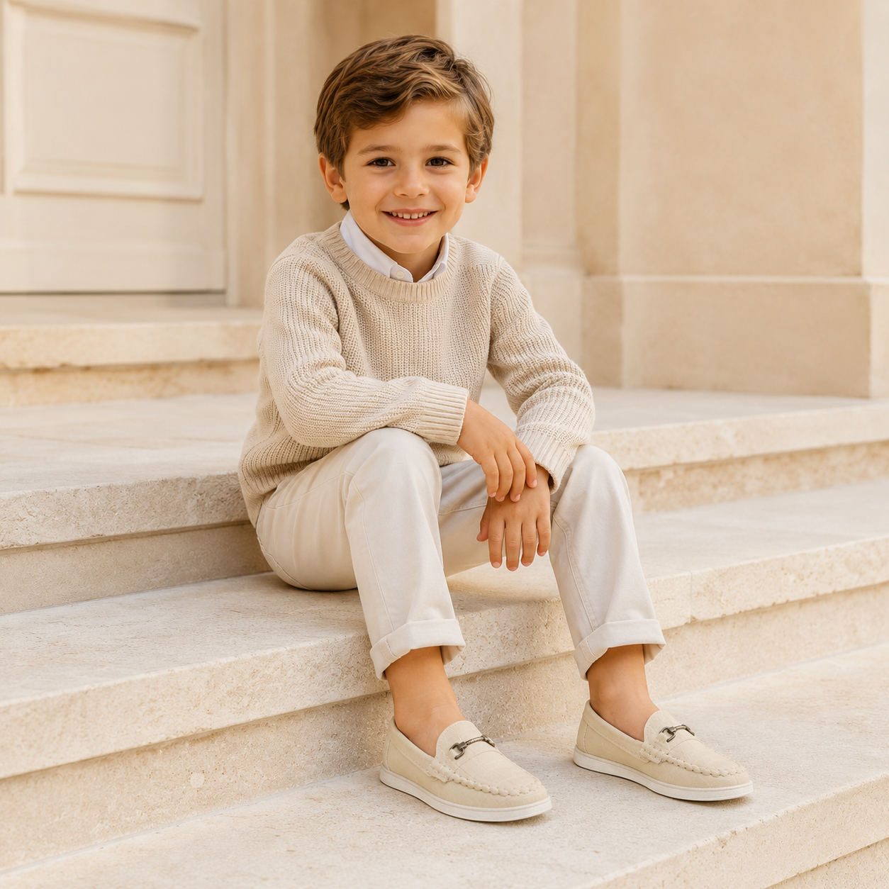 Boy's Beige Loafers