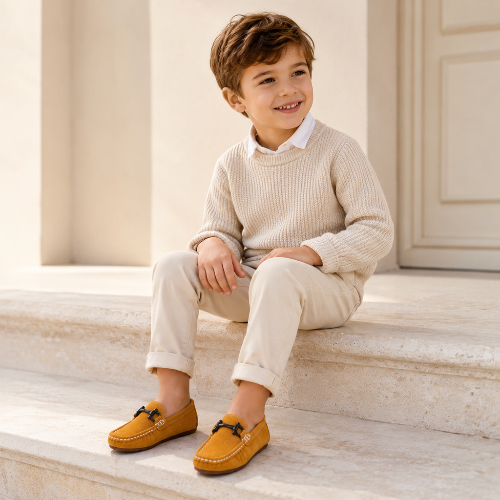 Boys' Camel Suede Loafers