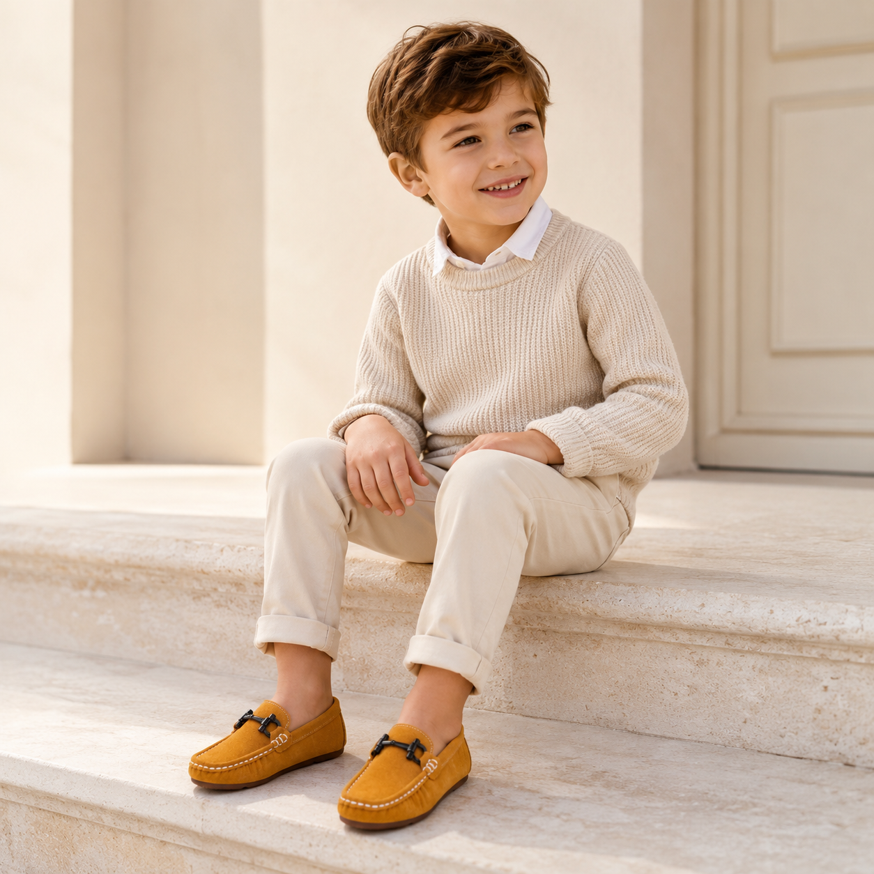 Boys' Camel Suede Loafers