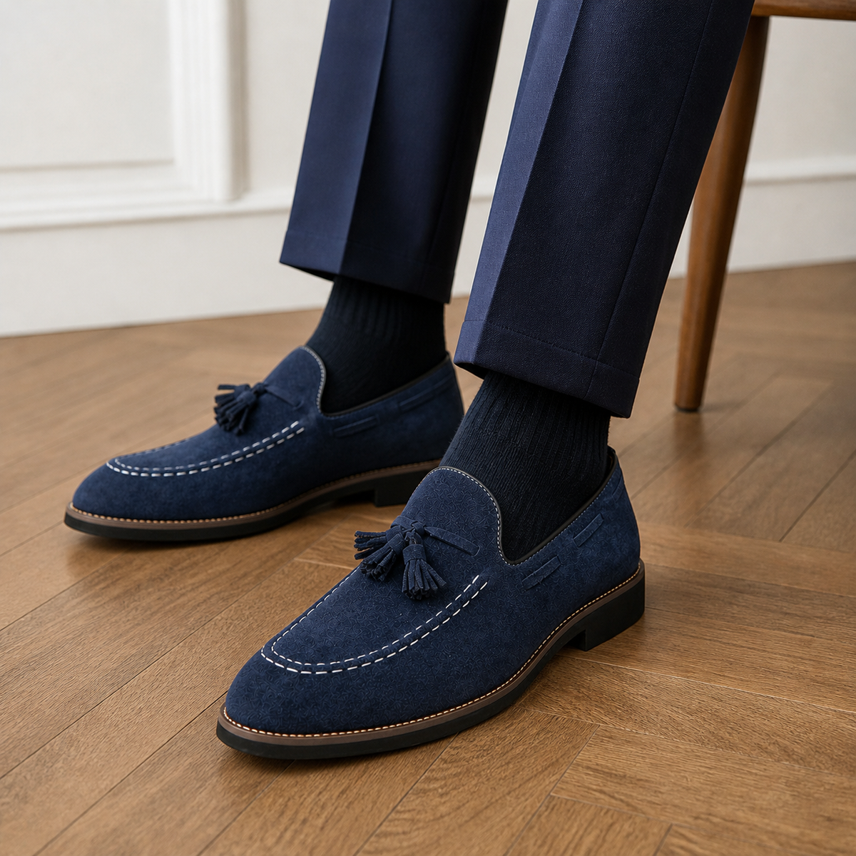 Men's Tasseled Loafers – Navy Blue