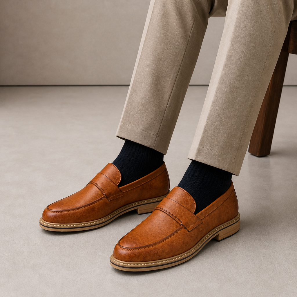 Men's Cognac Wedding Loafers