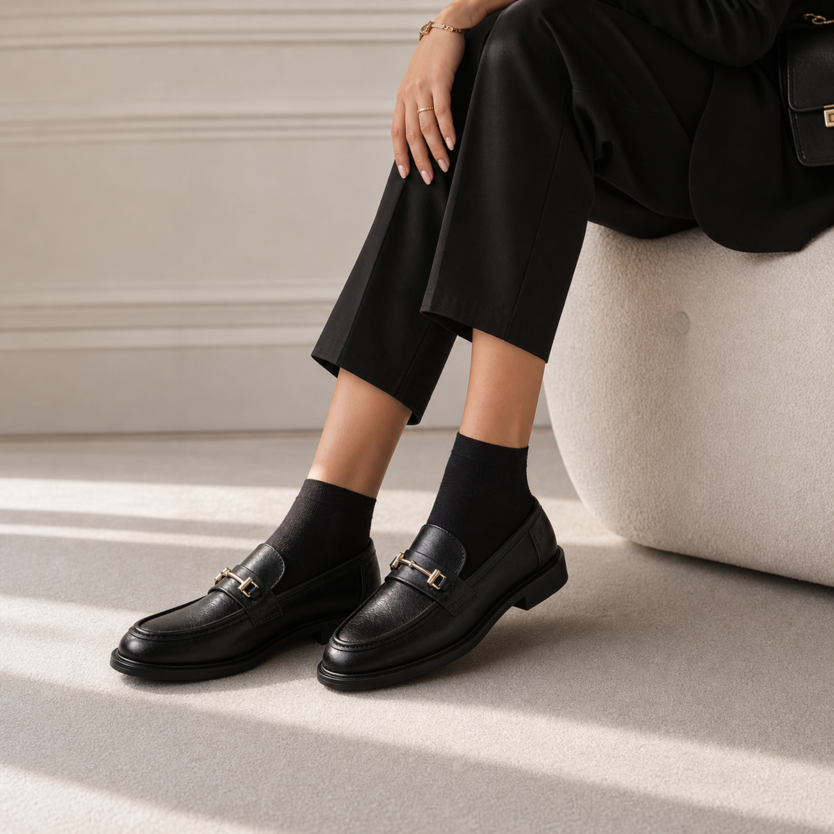 Women's Leather Loafers – Black