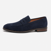 Men's Navy Blue Leather Loafers