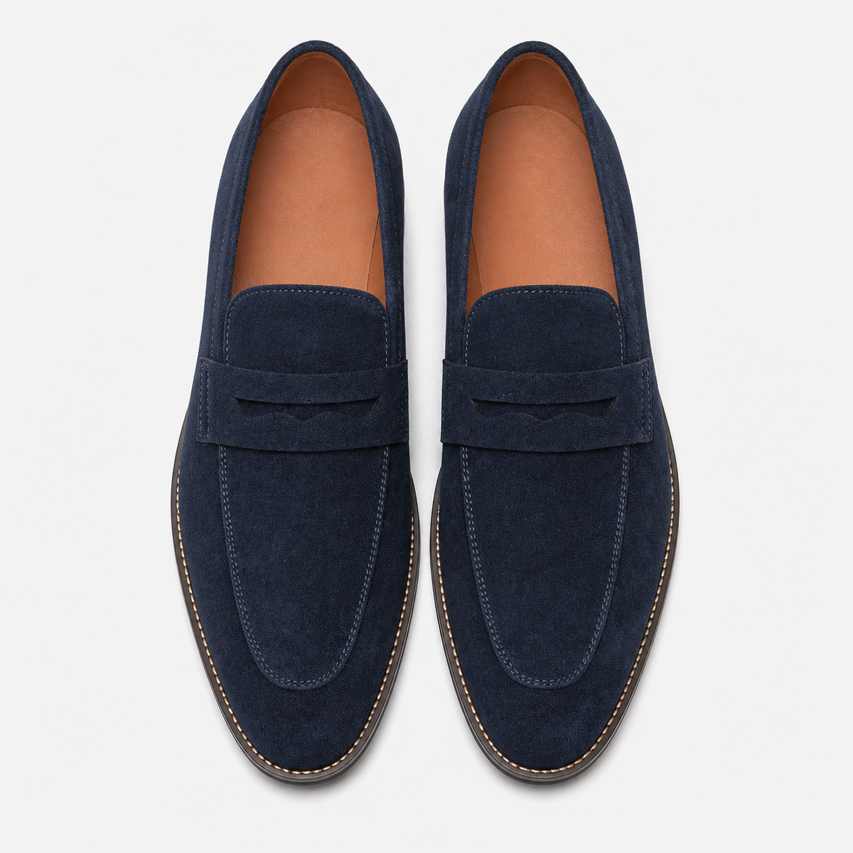 Men's Navy Blue Leather Loafers