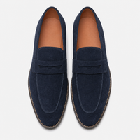 Men's Navy Blue Leather Loafers