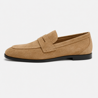 Men's Beige Leather Loafers