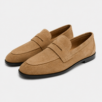 Men's Beige Leather Loafers