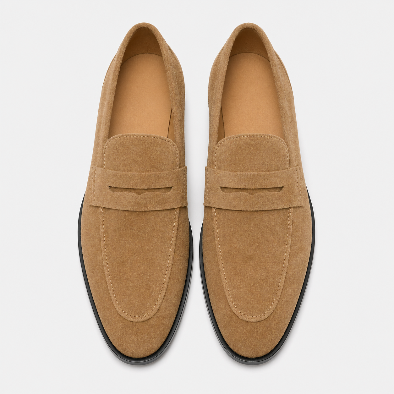 Men's Beige Leather Loafers