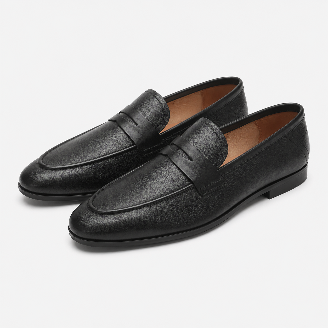 Men's Grained Leather Loafers