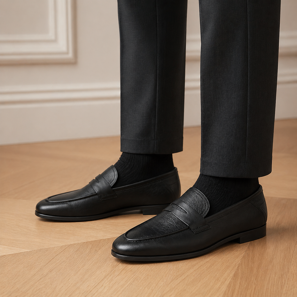 Men's Grained Leather Loafers