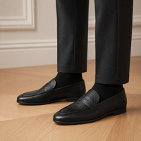 Men's Grained Leather Loafers