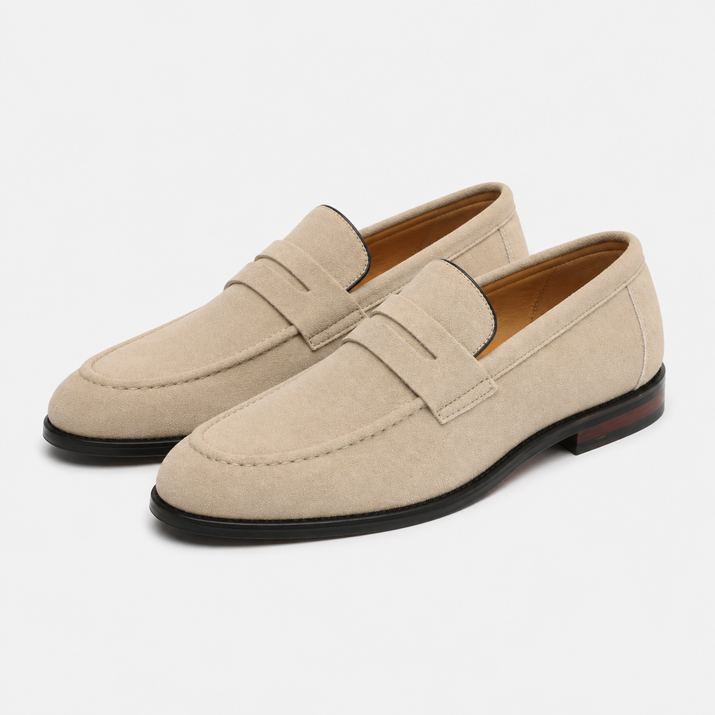 Men's Suede Loafers – Beige