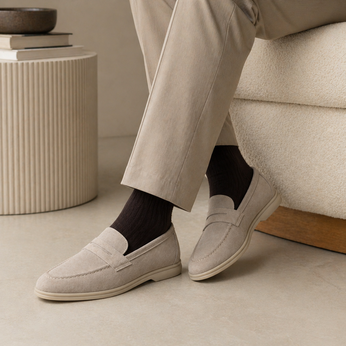 Men's Suede Loafers – Taupe