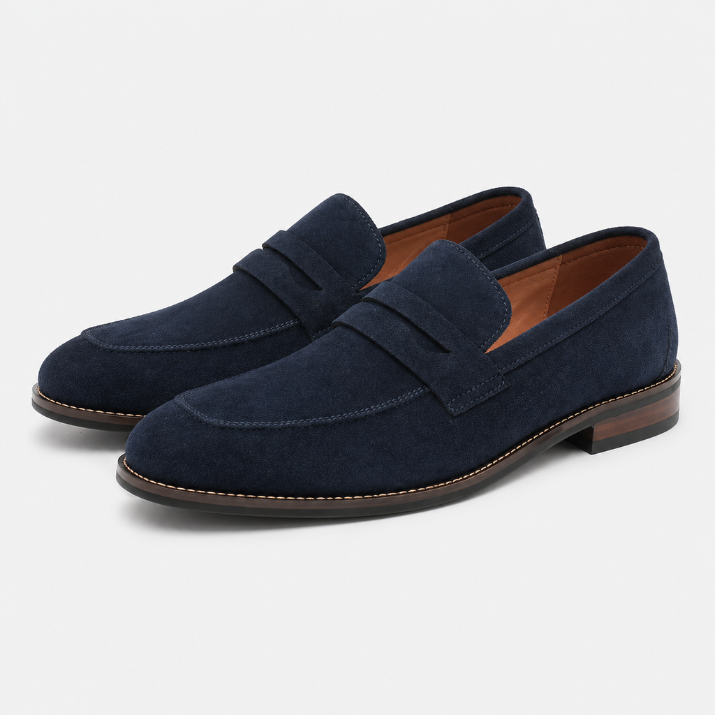 Men's Suede Loafers – Navy Blue