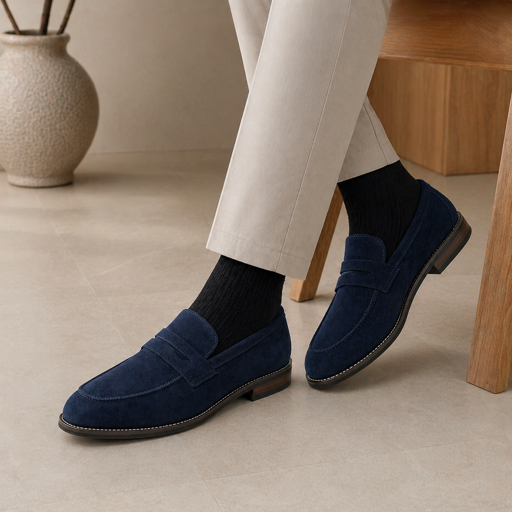 Men's Suede Loafers – Navy Blue
