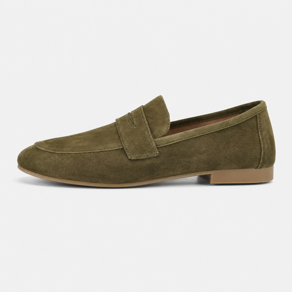 Men's Khaki Suede Loafers