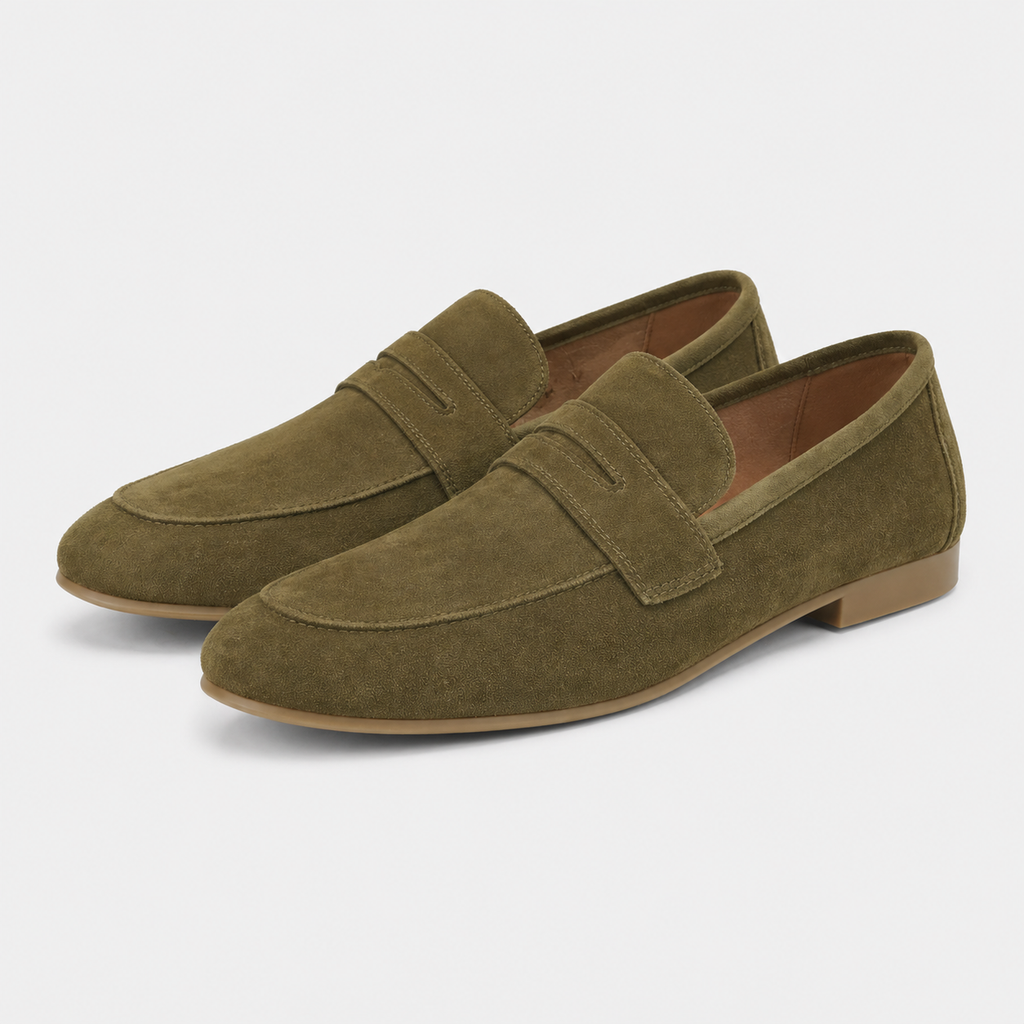Men's Khaki Suede Loafers