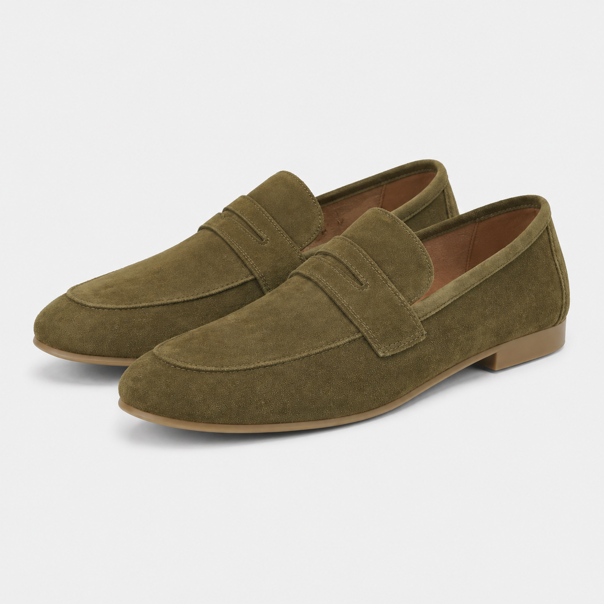 Men's Khaki Suede Loafers