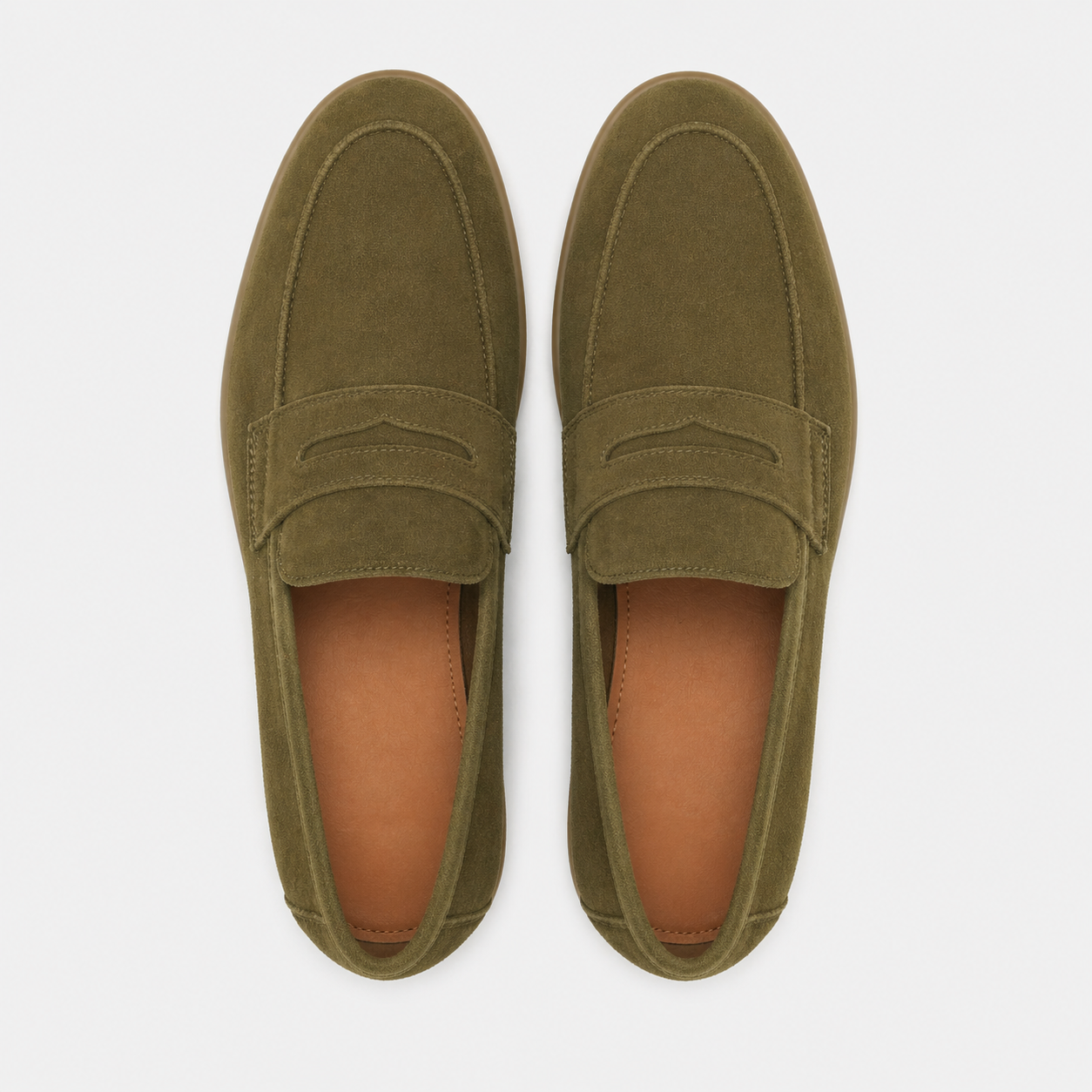 Men's Khaki Suede Loafers