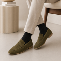 Men's Khaki Suede Loafers