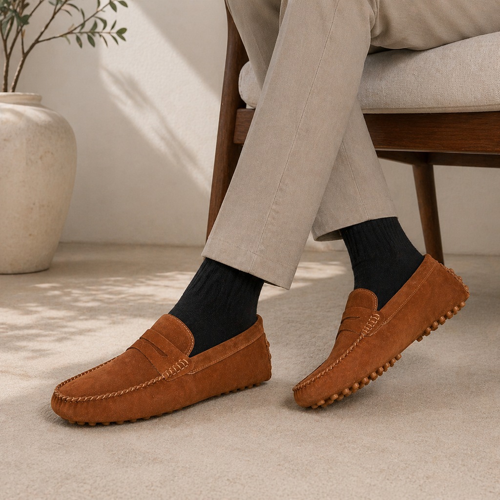 Men's Suede Loafers with Spikes