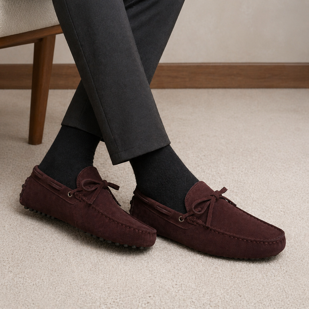 Men's Suede Boat Loafers