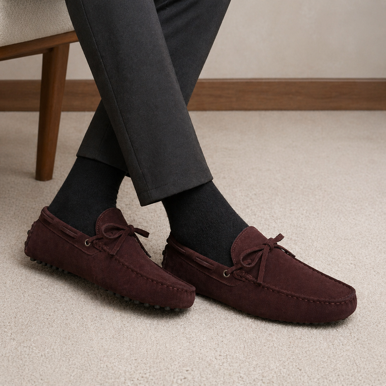 Men's Suede Boat Loafers