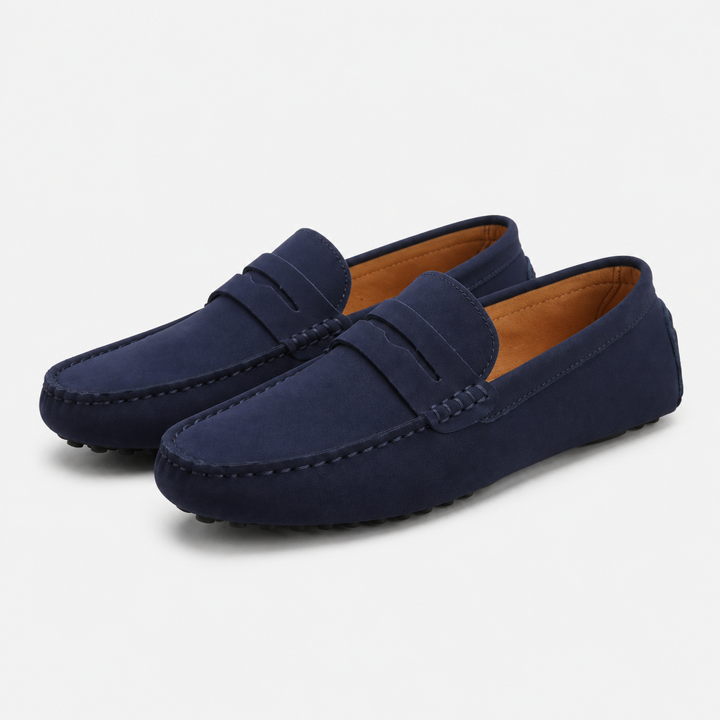 Men's Navy Blue Boat Loafers