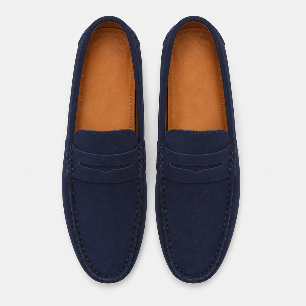 Men's Navy Blue Boat Loafers
